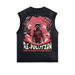 Sleeveless Distressed Dark Aesthetic Tee