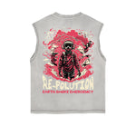 Dark Aesthetic Frayed-Edge Tank Top