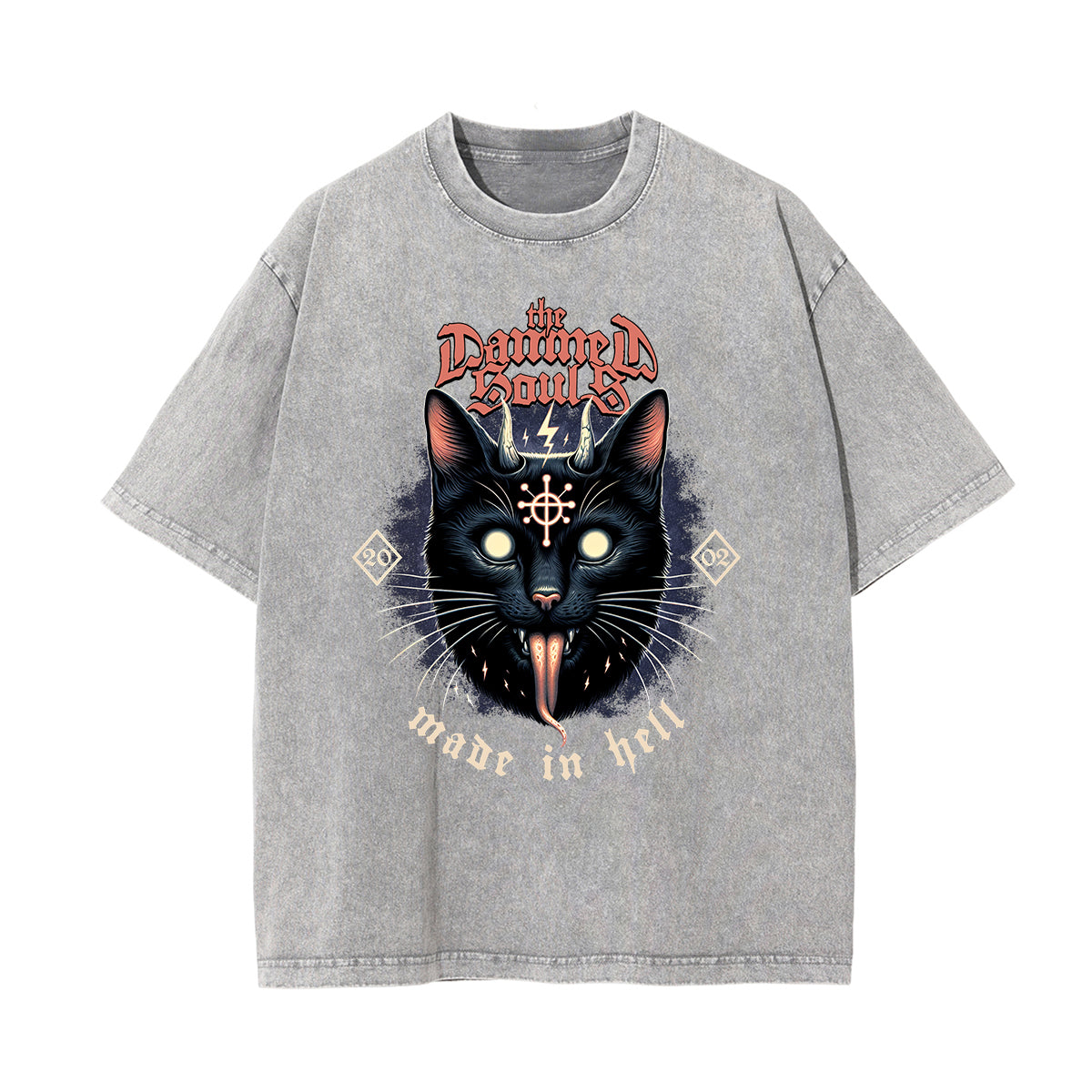 Camiseta gótica con motivo de muerte lavada a la piedra