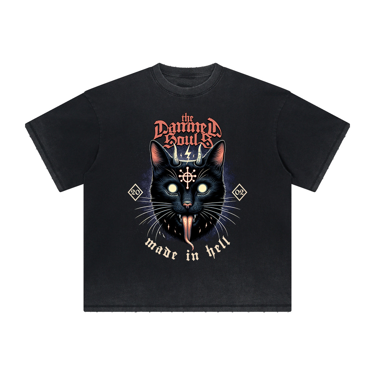 Vintage-Style Frayed Gothic Death Motif Tee