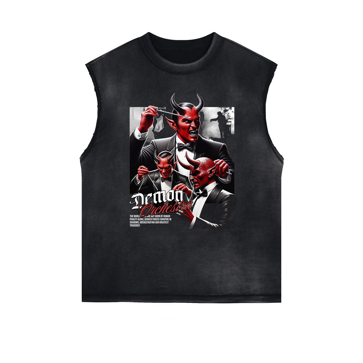 Distressed Gothic Death Motif Tank Top