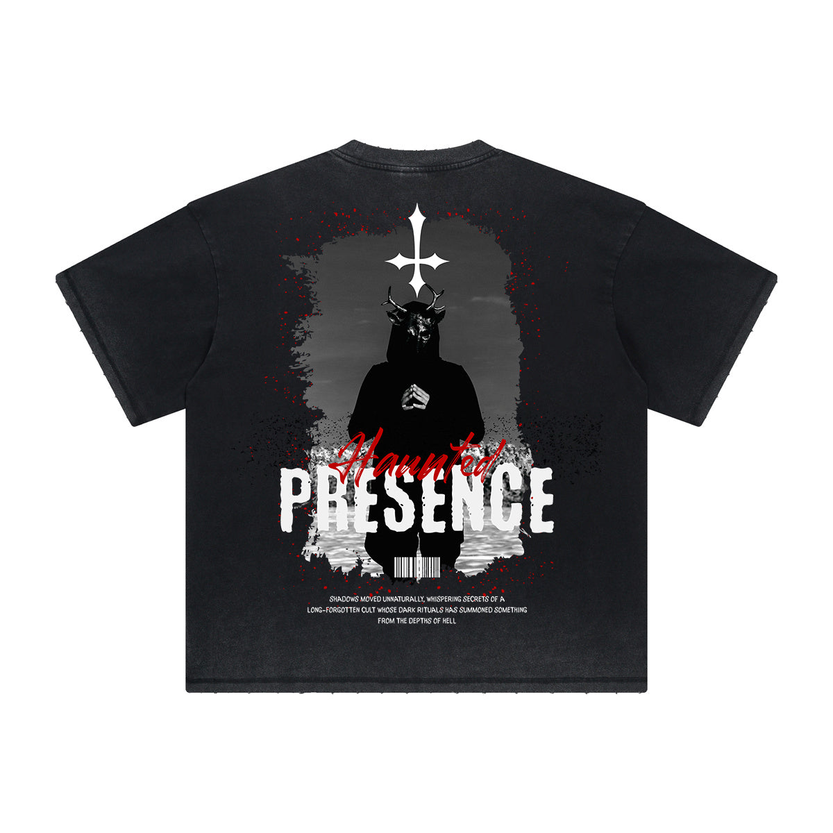 Vintage-Style Frayed Gothic Death Motif Tee