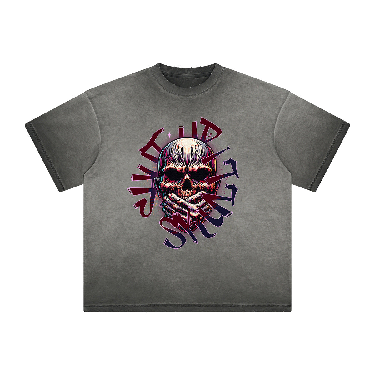 Heavyweight Washed Gothic Death Motif Tee