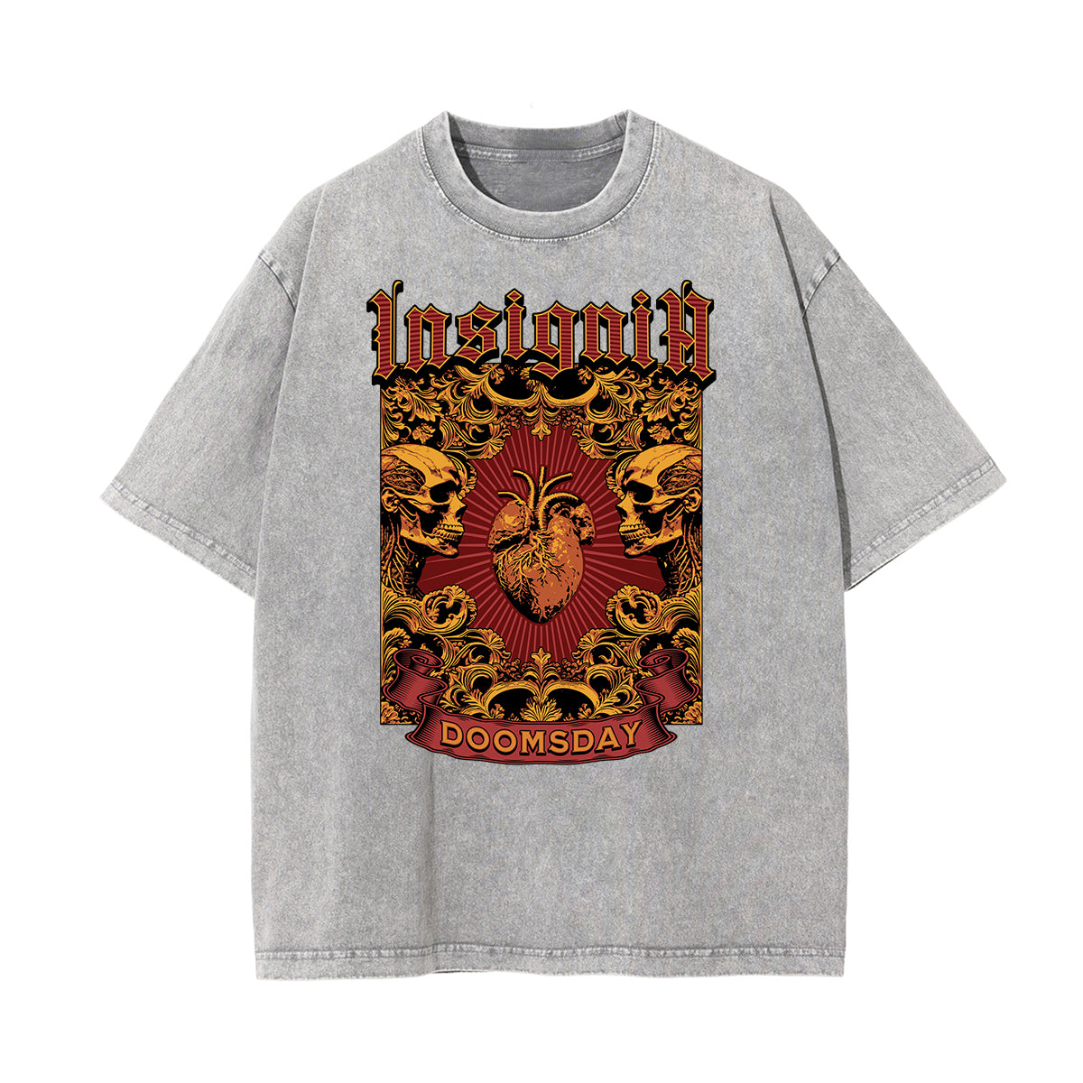 Camiseta gótica con motivo de muerte lavada a la piedra