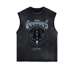 Distressed Gothic Death Motif Tank Top