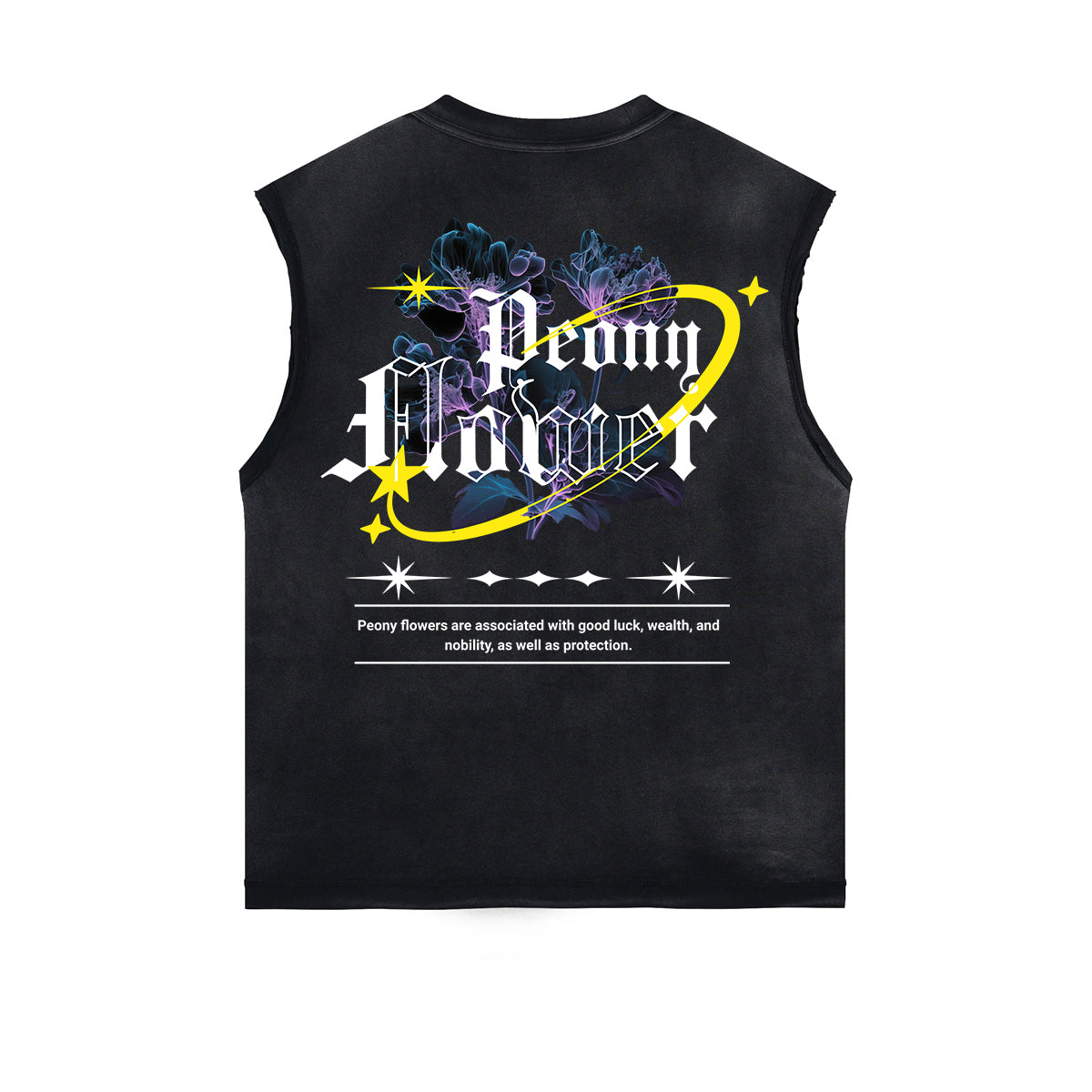 Camiseta sin mangas con estampado floral desgastado