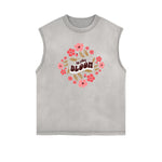 Frayed-Edge Flower Graphic Tank Top