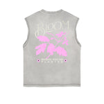 Frayed-Edge Flower Graphic Tank Top
