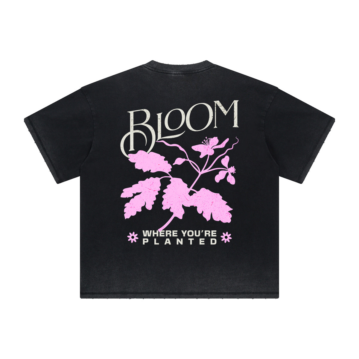 Vintage-Style Frayed Flower Graphic Tee