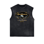 Camiseta sin mangas con estampado floral desgastado