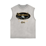 Frayed-Edge Flower Graphic Tank Top