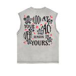 Frayed-Edge Flower Graphic Tank Top