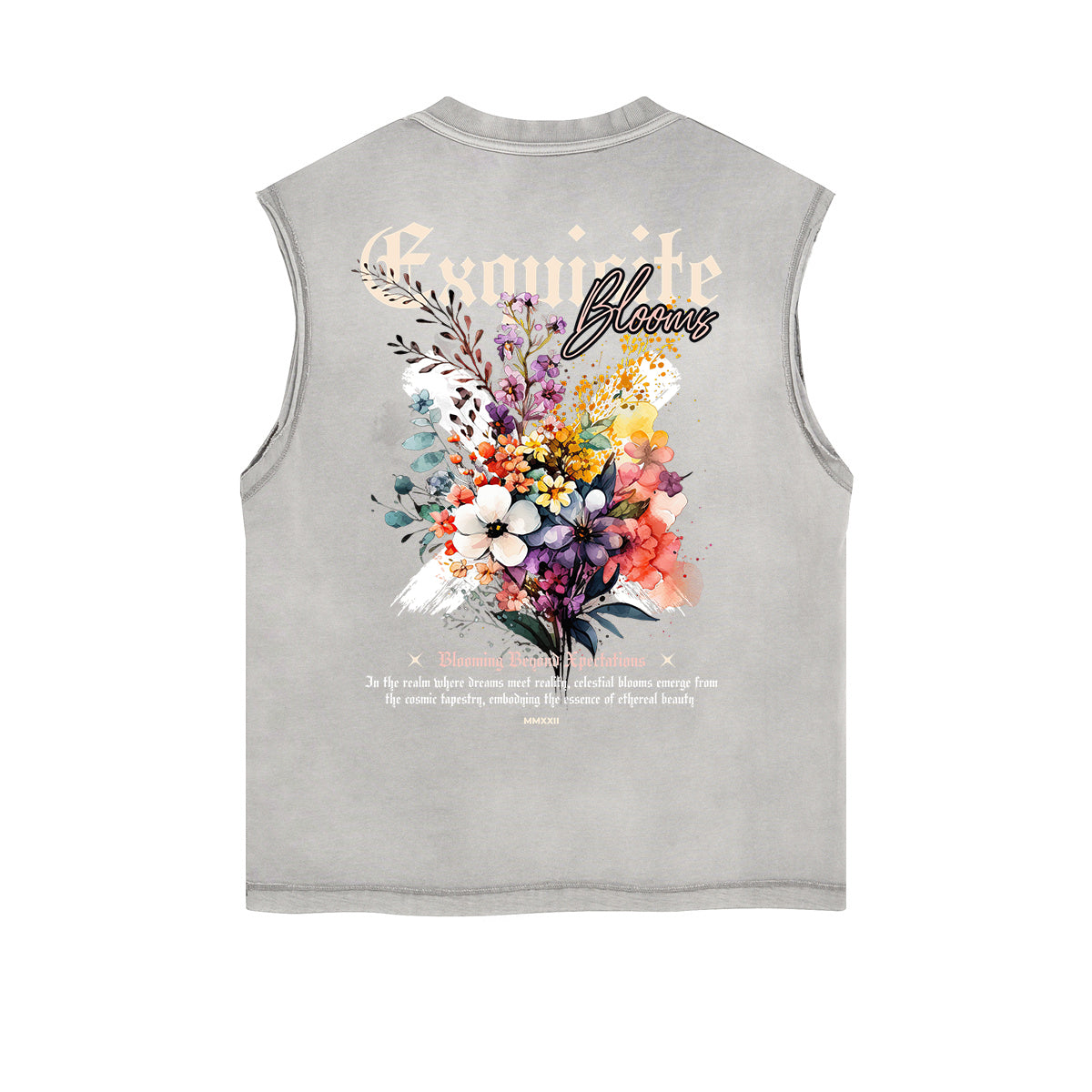 Frayed-Edge Flower Graphic Tank Top