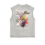 Frayed-Edge Flower Graphic Tank Top