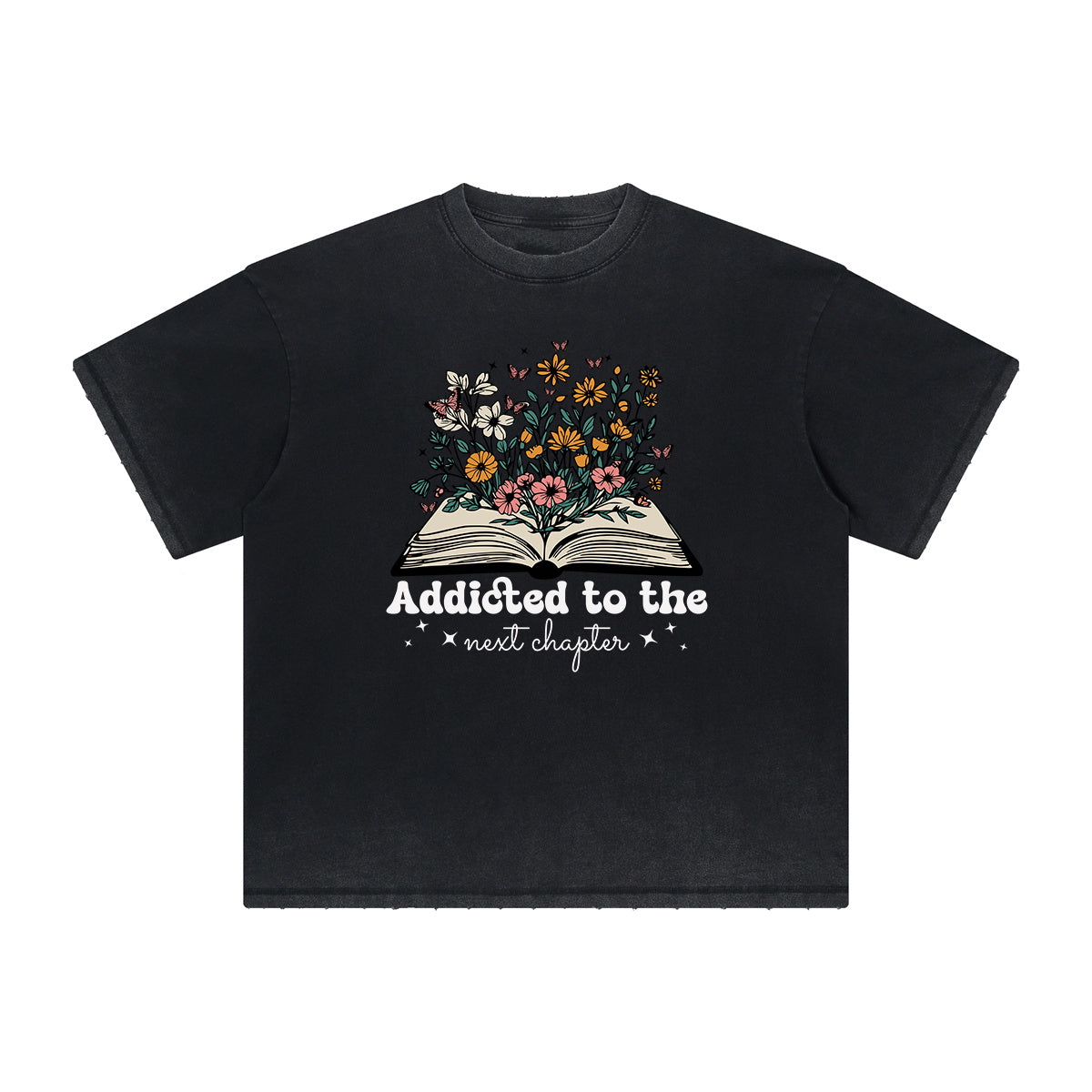 Vintage-Style Frayed Flower Graphic Tee