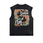 Camiseta sin mangas con estampado floral desgastado