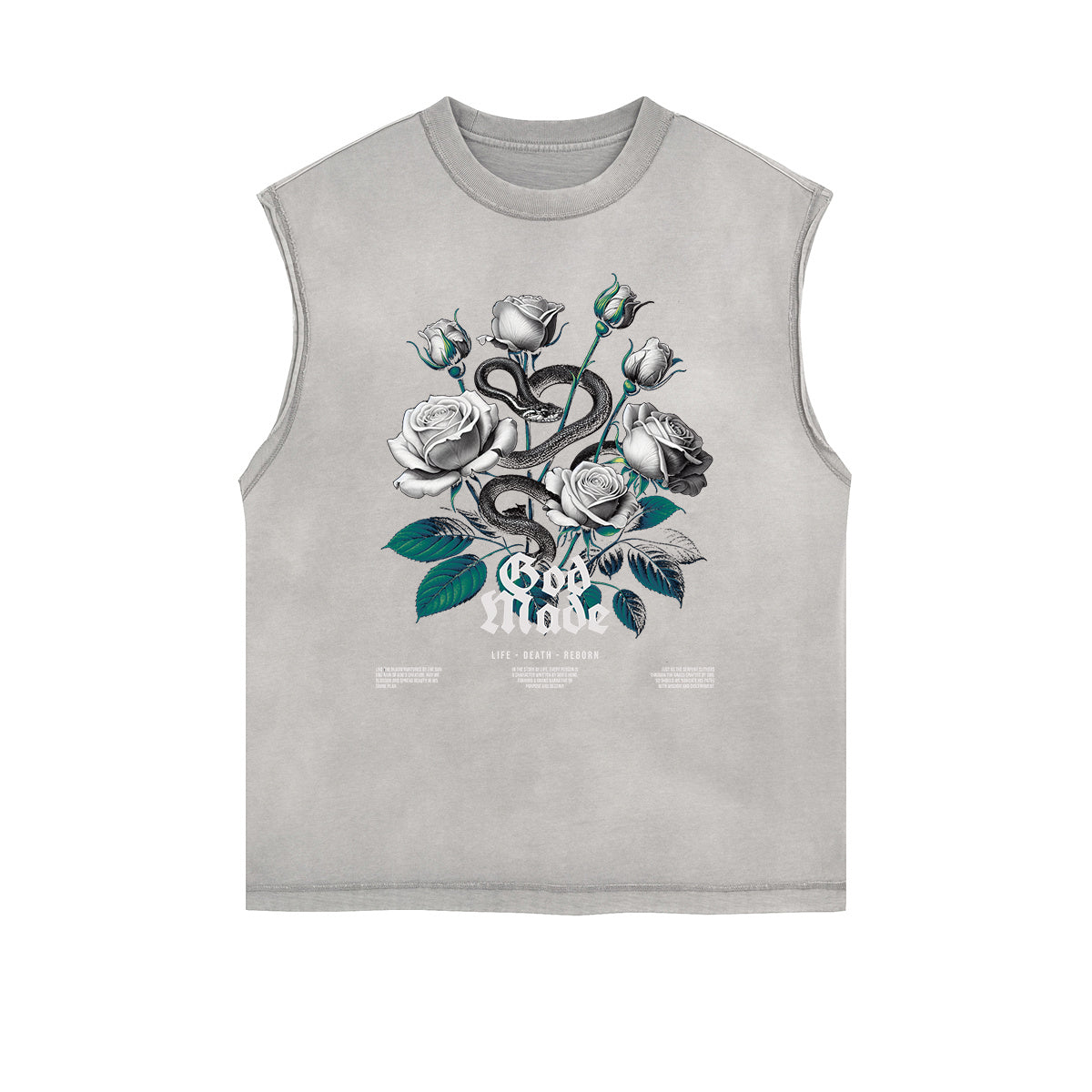Frayed-Edge Flower Graphic Tank Top