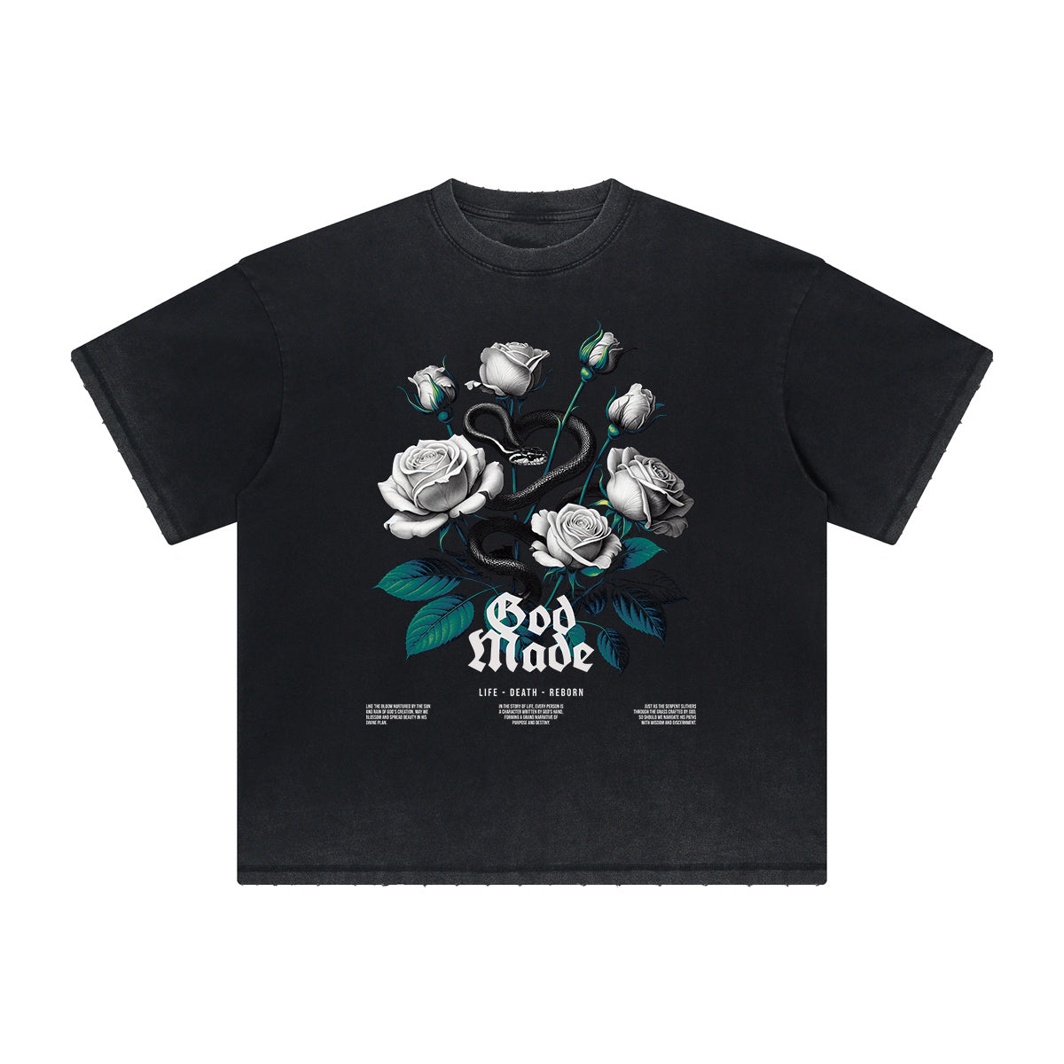 Vintage-Style Frayed Flower Graphic Tee