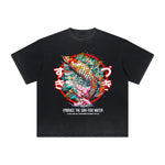 Vintage-Style Frayed Flower Graphic Tee