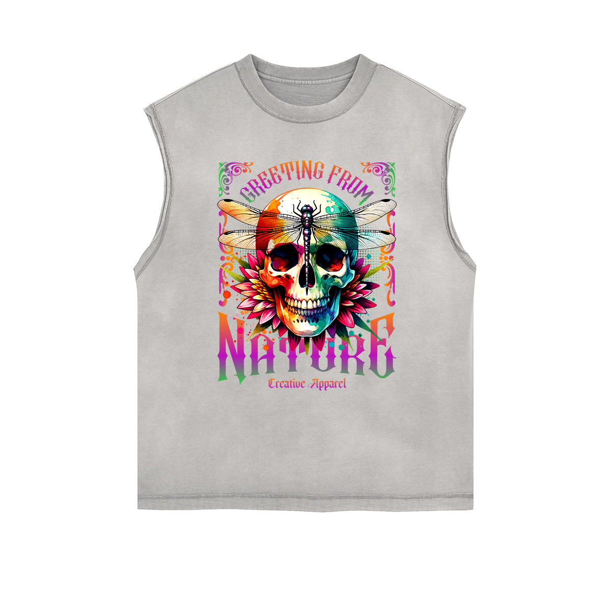 Frayed-Edge Flower Graphic Tank Top