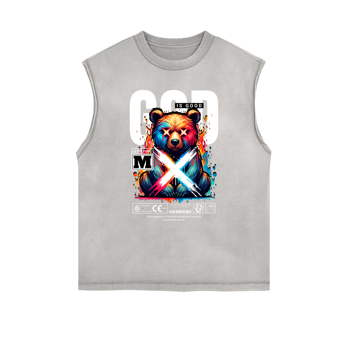 Frayed Edge Creepy Bear Graphic Tank Top