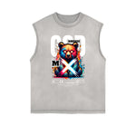 Frayed Edge Creepy Bear Graphic Tank Top