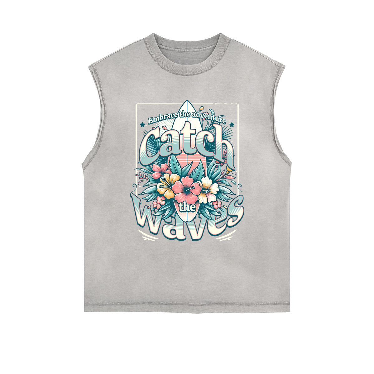 Frayed-Edge Flower Graphic Tank Top
