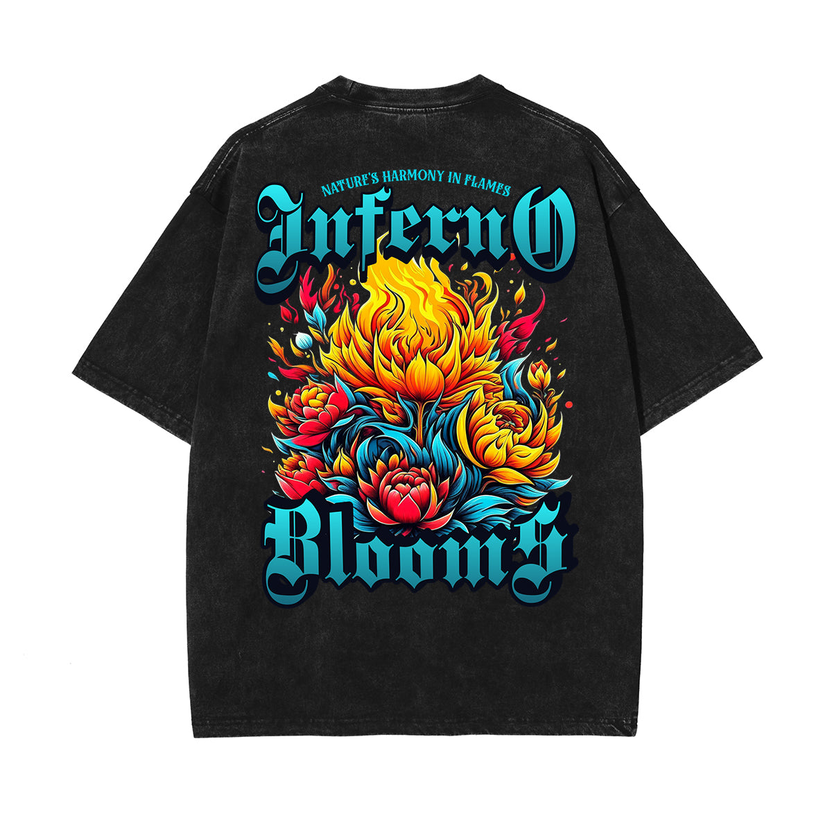 Stone-Washed Flame Graphic T-Shirt