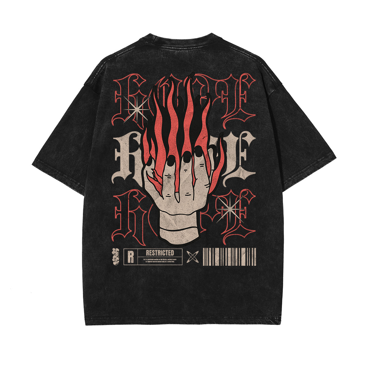 Stone-Washed Flame Graphic T-Shirt