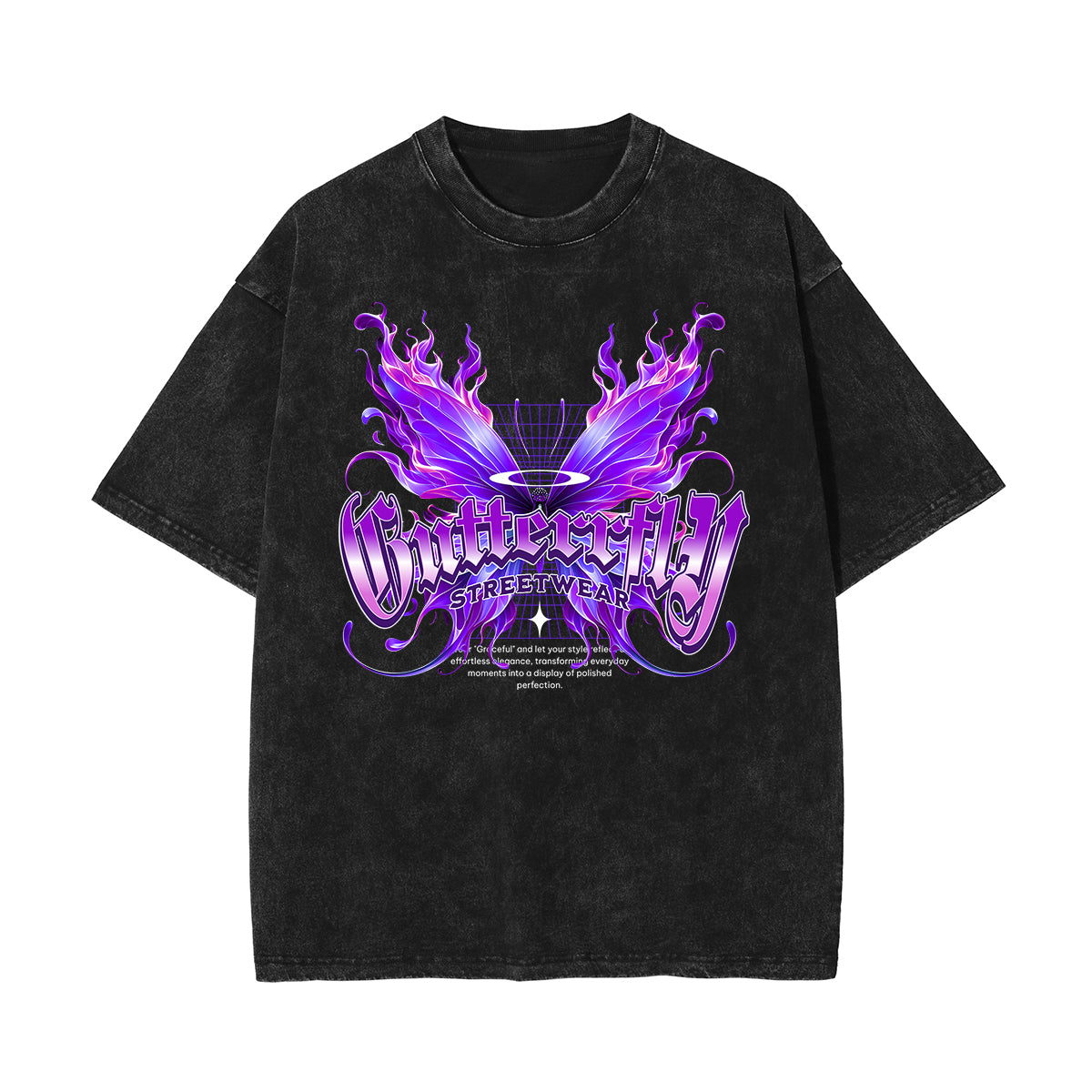 Stone-Washed Flame Graphic T-Shirt