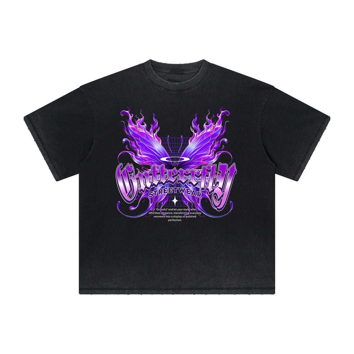 Vintage-Style Frayed Flame Graphic Tee