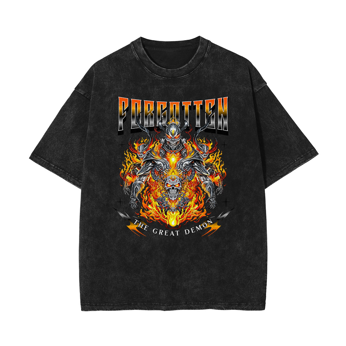 Stone-Washed Flame Graphic T-Shirt