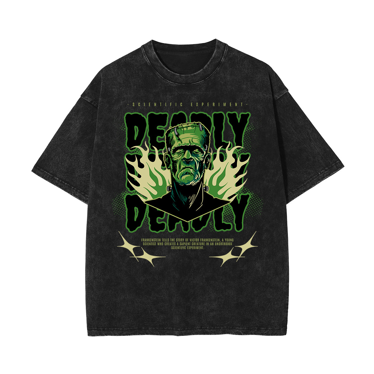 Stone-Washed Flame Graphic T-Shirt