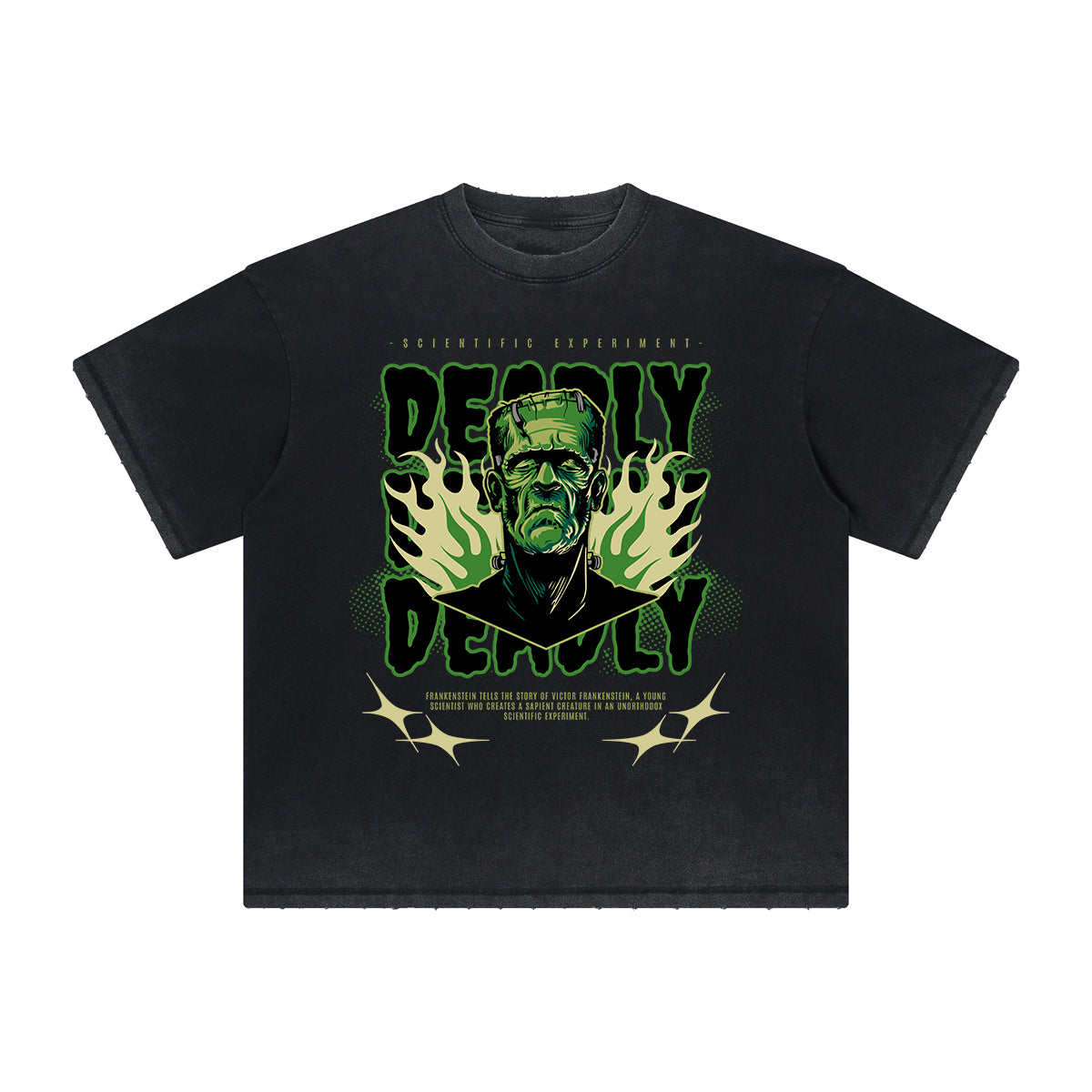 Vintage-Style Frayed Flame Graphic Tee