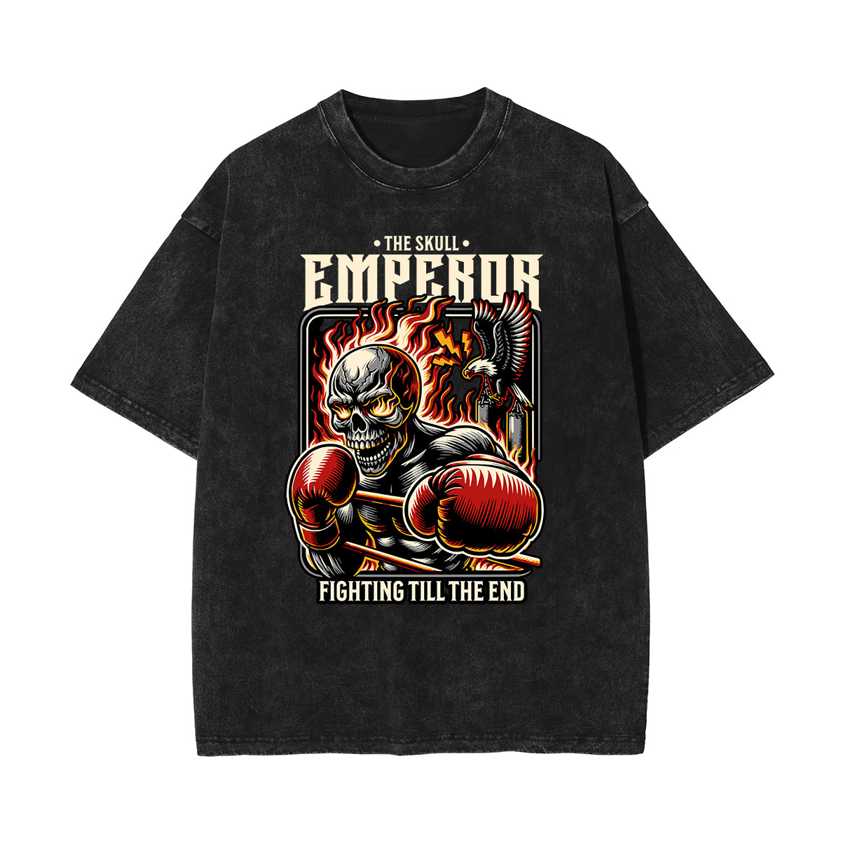 Stone-Washed Flame Graphic T-Shirt