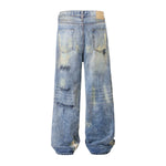 Distressed Brushstroke Fade Loose Baggy Jeans