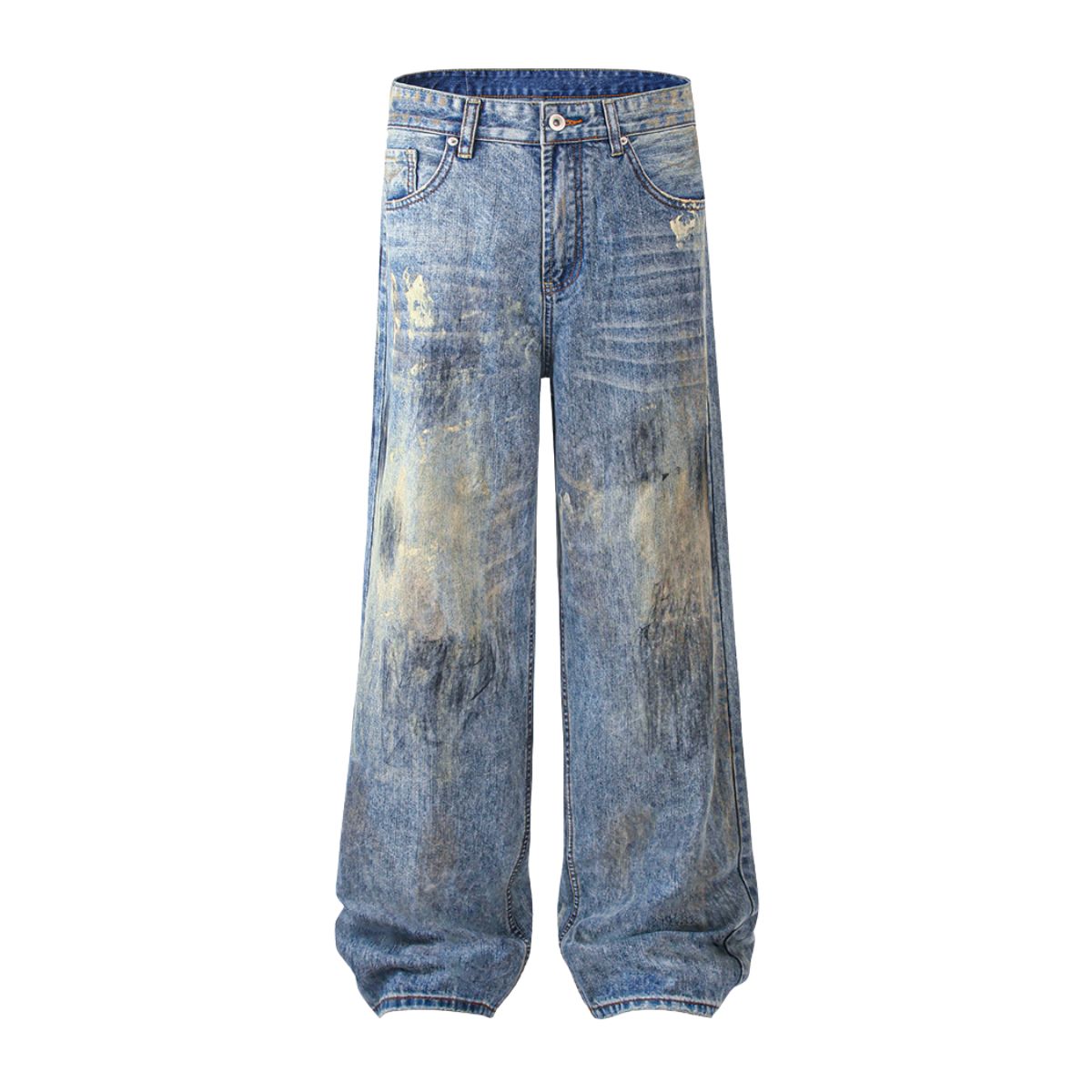 Distressed Brushstroke Fade Loose Baggy Jeans