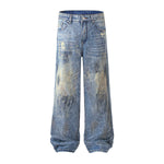Distressed Brushstroke Fade Loose Baggy Jeans