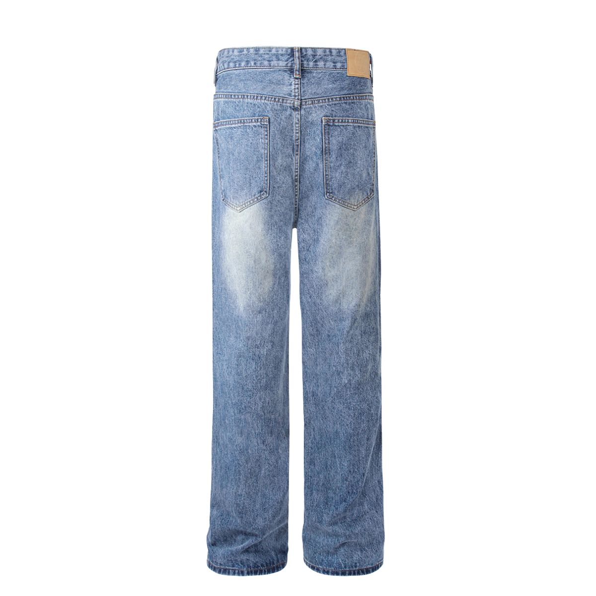 Vintage Wash Ripped Knee Straight-Leg Jeans