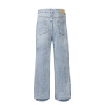 Light Blue Distressed Ripped Straight Jeans