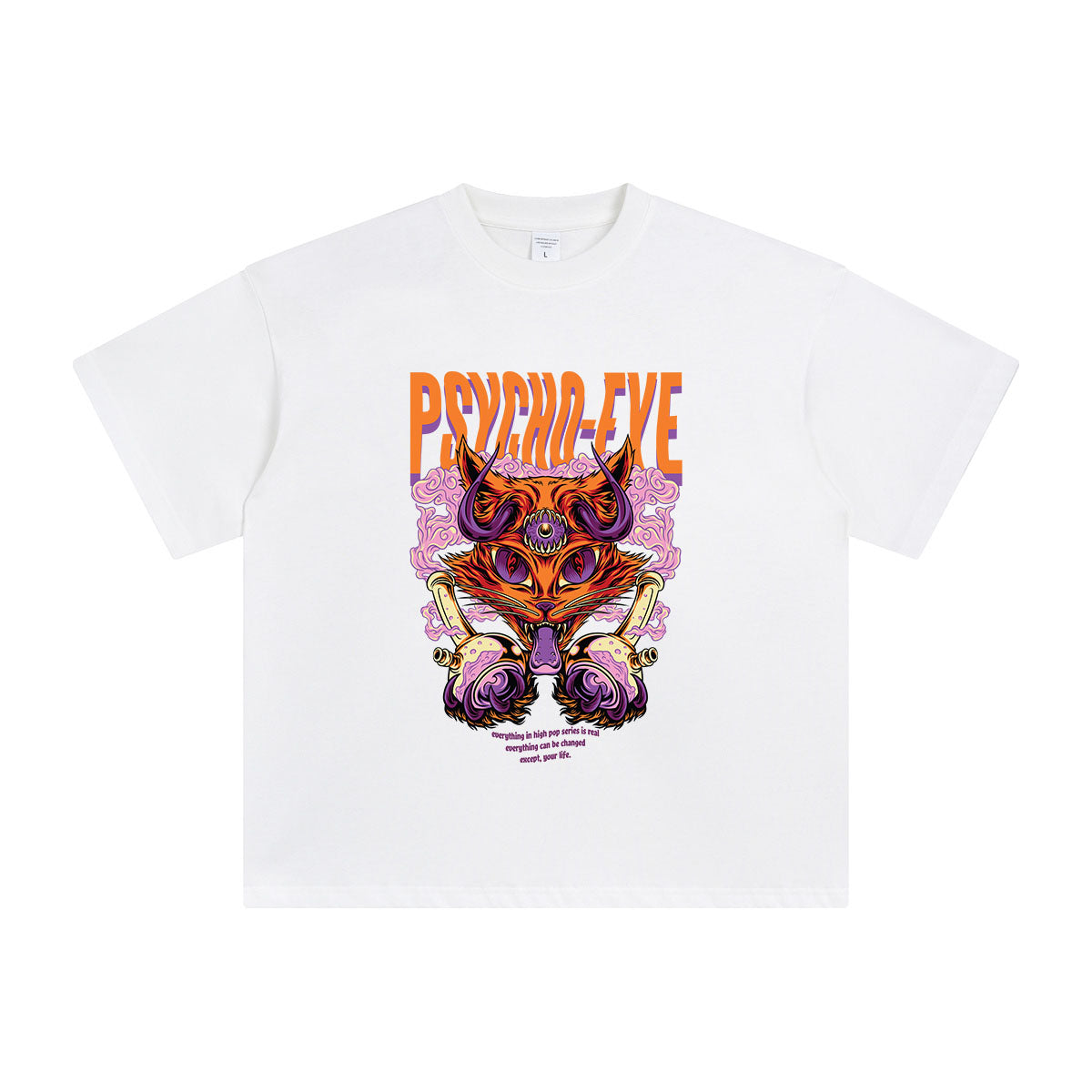 Psycho Cat Hip Hop Graphic T Shirt-INNBLAC Fashion Apparel
