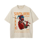 Samurai Warrior Graphic Washed Tee-INNBLAC Fashion Apparel