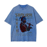 Samurai Warrior Graphic Washed Tee-INNBLAC Fashion Apparel