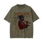 Samurai Warrior Graphic Washed Tee-INNBLAC Fashion Apparel