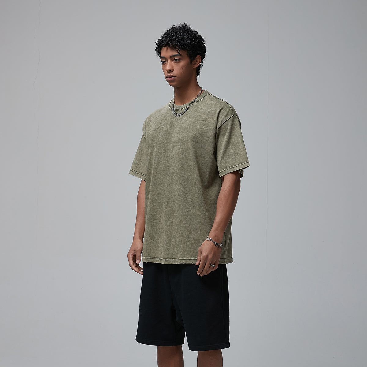 Stone Wash Heavyweight T Shirt 8oz - FSP-INNBLAC Fashion Apparel