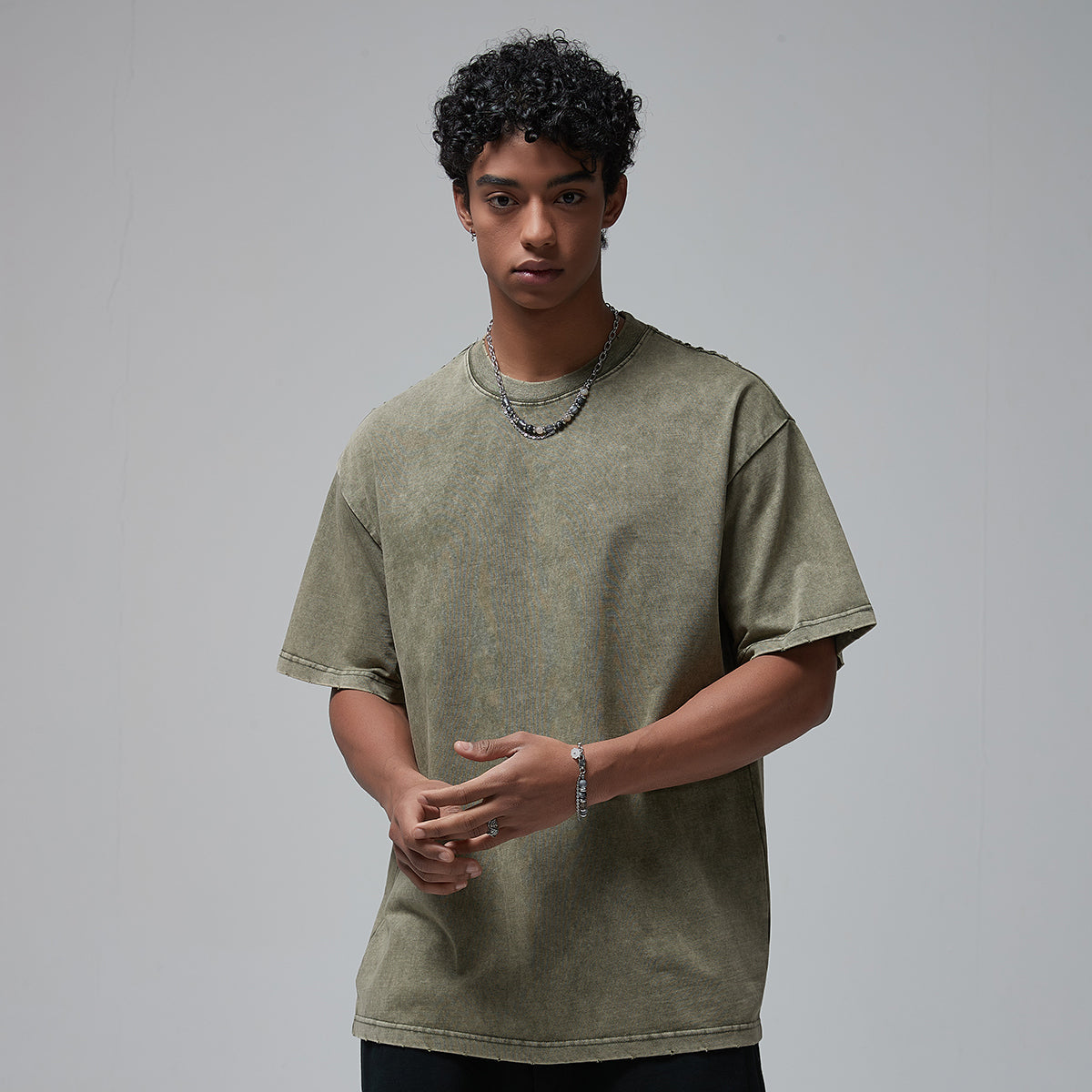 Stone Wash Heavyweight T Shirt 8oz - FSP-INNBLAC Fashion Apparel