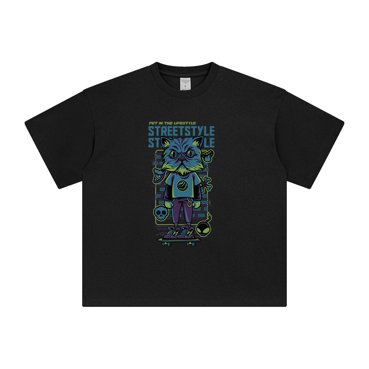 Street Style Hip Hop Cat Graphic Tee-INNBLAC Fashion Apparel