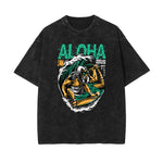 Streetwear Stone Wash Cartoon Pattern Tee