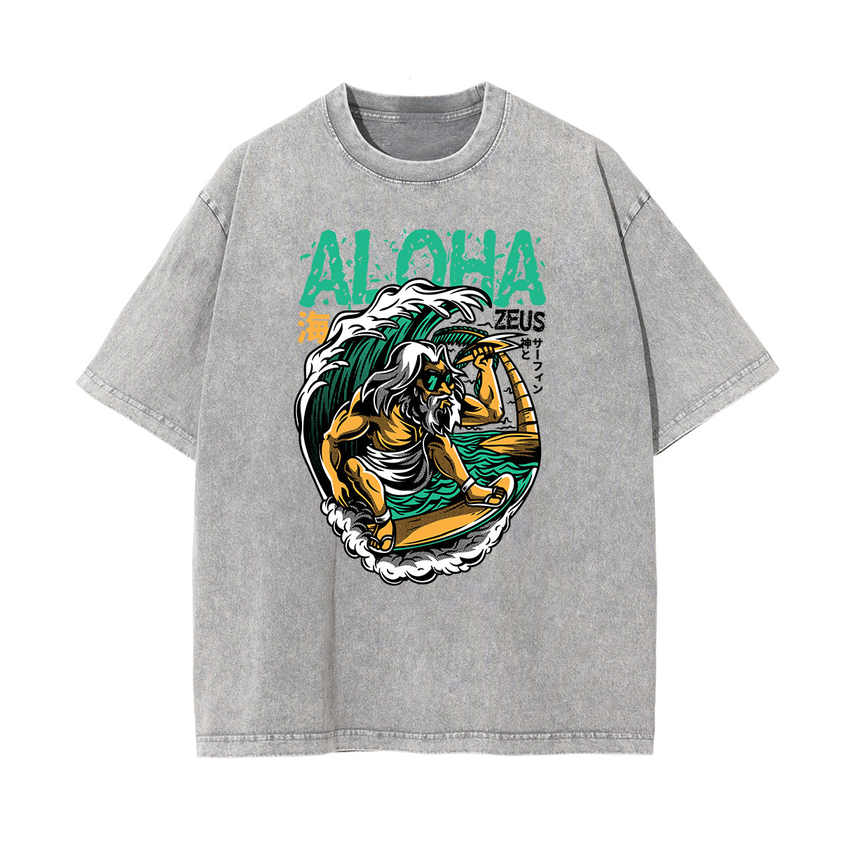 Streetwear Faded Cartoon Pattern Tee