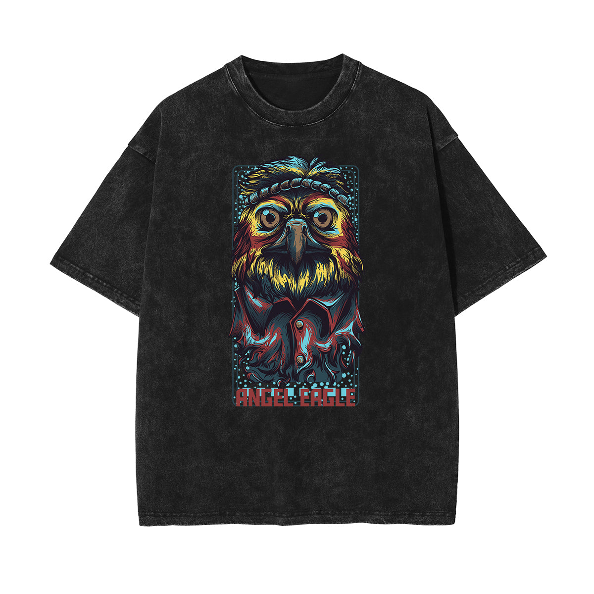 Streetwear Stone Wash Cartoon Pattern Tee